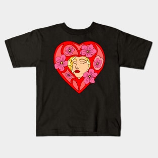Red Valentine Heart Frame Kids T-Shirt